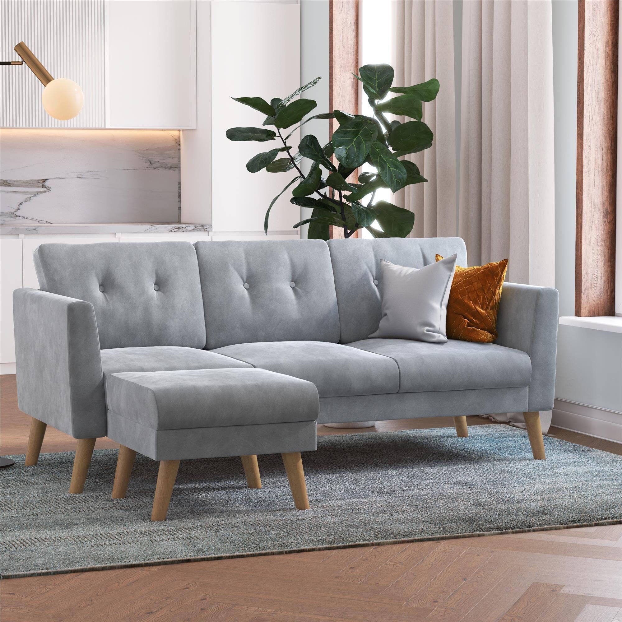 Gloria Upholstered Sofa Sectional with Detachable Ottoman and