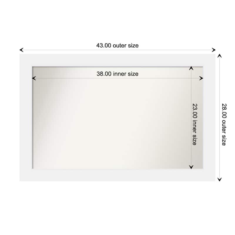 Corvino White Framed Non-Beveled Custom Wall Mirror, Bathroom Vanity Mirror - Outer Size: 43 x 28