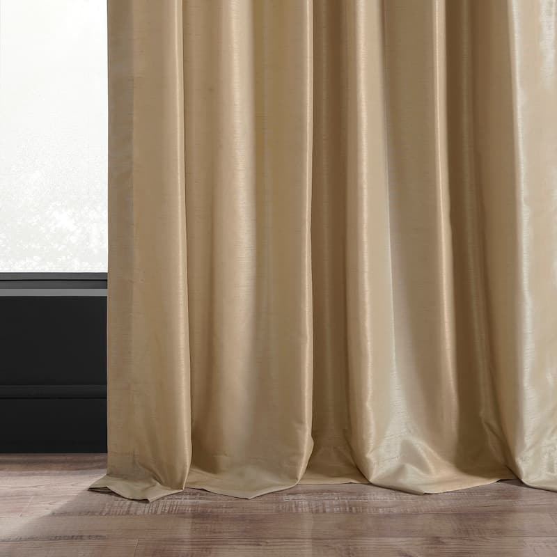 Exclusive Fabrics Vintage Textured Faux Dupioni Silk Room Darkening Curtains (1 Panel)