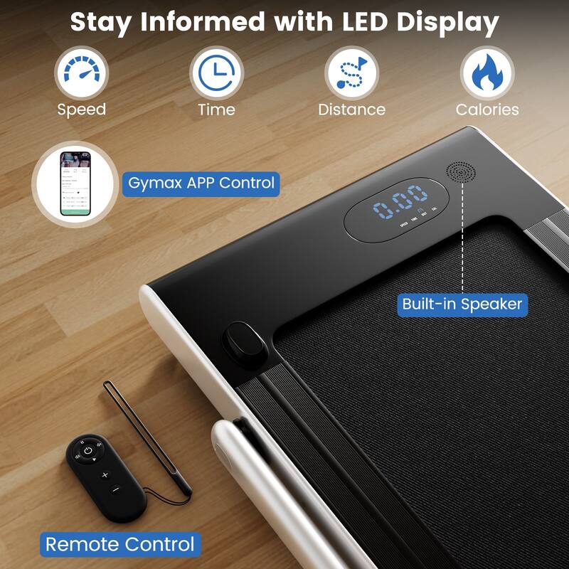 3-in-1 Metal Folding Treadmill with Smart Apps Remote Control and LED Display - 52.5" x 27" x 42.7" (L x W x H)