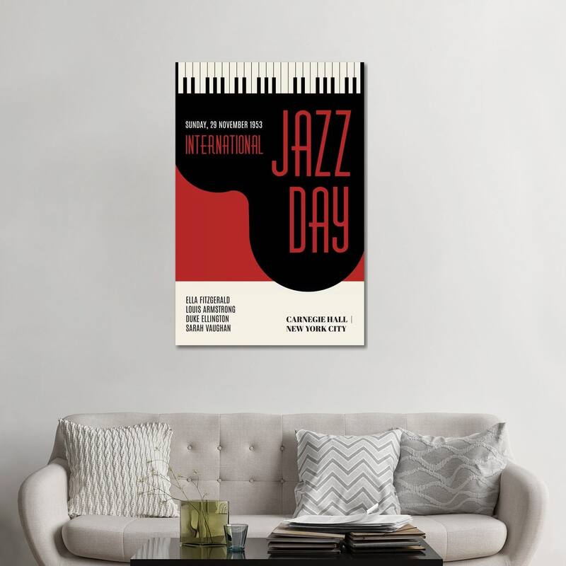 iCanvas "Jazzy Days - Dark Red" by Kubistika Canvas Print - 48x32x1.5
