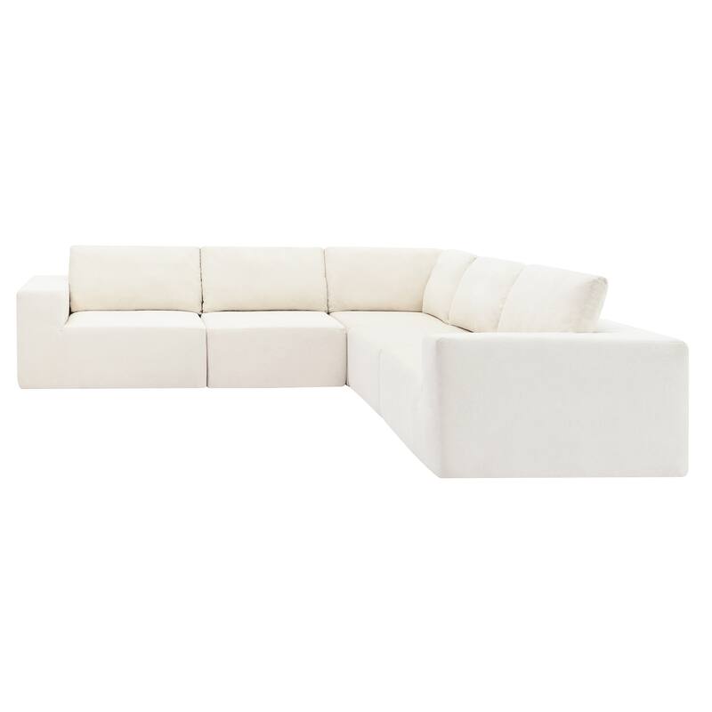 147" Fabric Modular Sectional Sofa with No Assembly, Wide Seats & Cloud Comfort