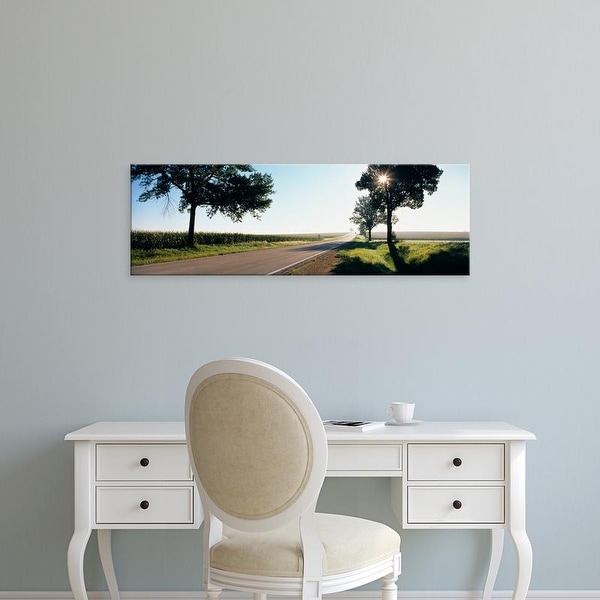 Easy Art Prints Panoramic Images's 'Road passing through fields, Illinois Route 64, Illinois, USA' Premium Canvas Art