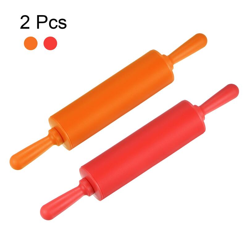 Silicone Rolling Pins for Baking 30cm x 4.2cm Red & Orange - Red & Orange