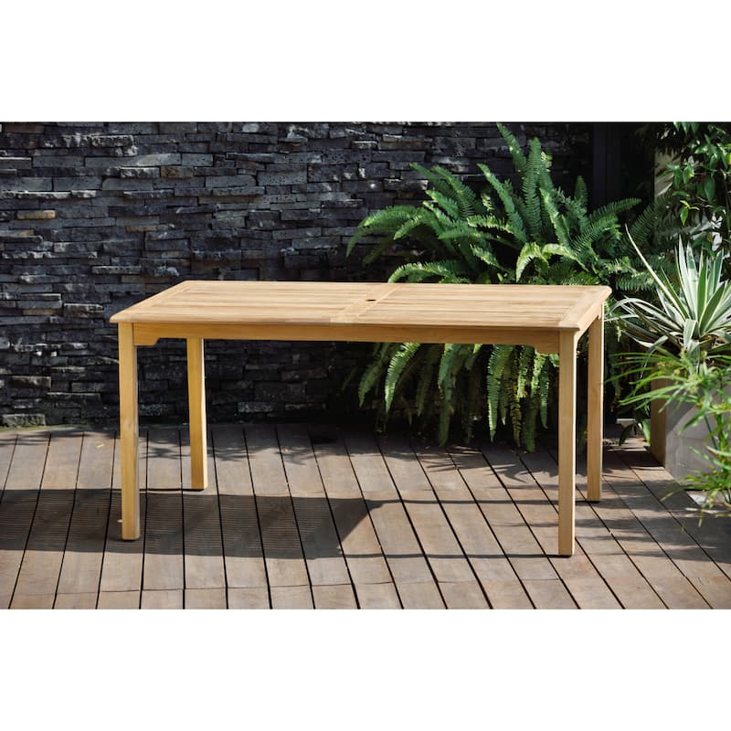 Amazonia Outdoor Paules Rectangular Patio Teak Dining Table - Brown