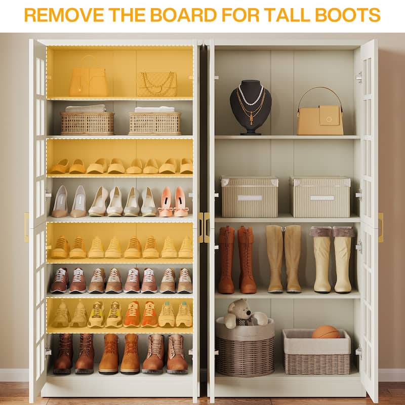 9-Tier Modern Shoe Storage Cabinet with Doors and Adjustable Shelves