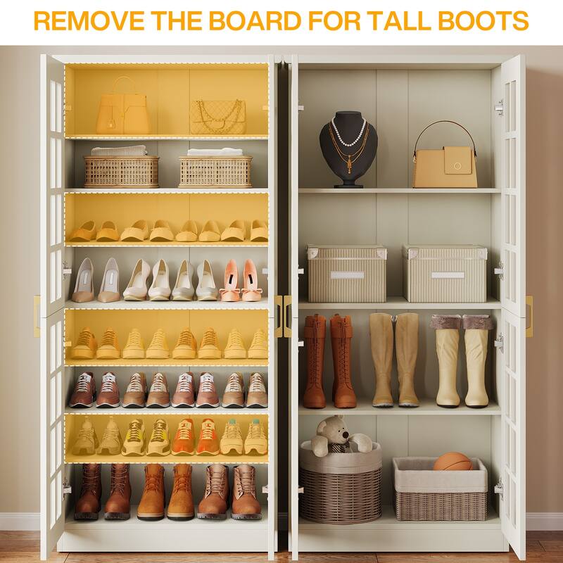 9-Tier Shoe Cabinet with Adjustable Shelves and Doors (71 Inches)