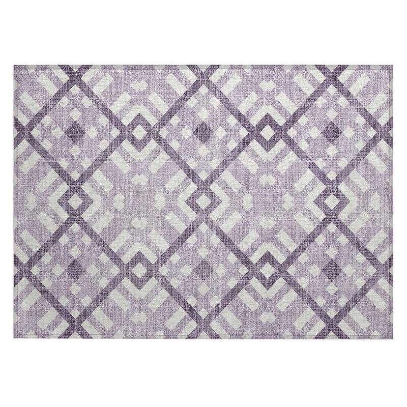 Machine Washable Indoor/ Outdoor Chantille Contemporary Trellis Rug