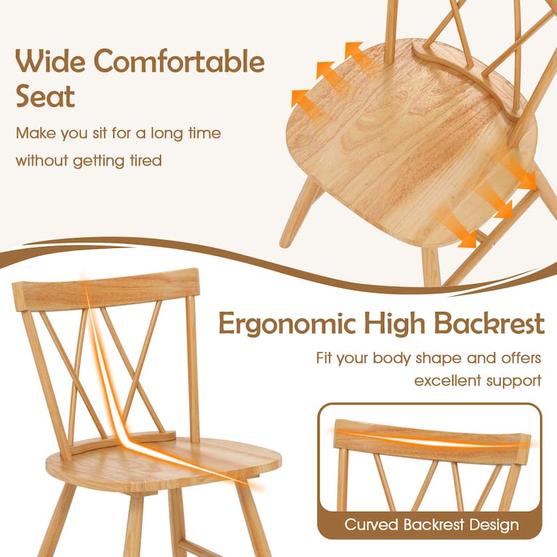 Costway Dining Chairs Set of 2/4 Farmhouse Kitchen Chair with Rubber