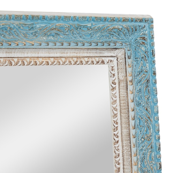 Turquoise Wood Country Cottage Wall Mirror On Sale Bed Bath