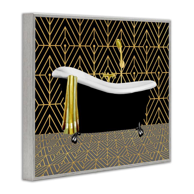 Stupell Deco Patterned Bathtub Framed Giclee Art Design By Conrad Knutsen