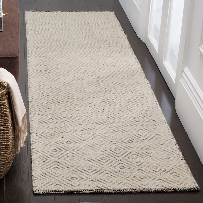 SAFAVIEH Natura Rimah Handmade Wool Area Rug - 2'3" x 18' Runner - Ivory/Light Grey - Runner