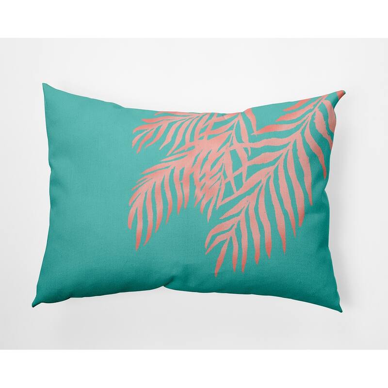Blowing Palm Fronds Decorative Throw Pillow - 14" x 20" - Aqua