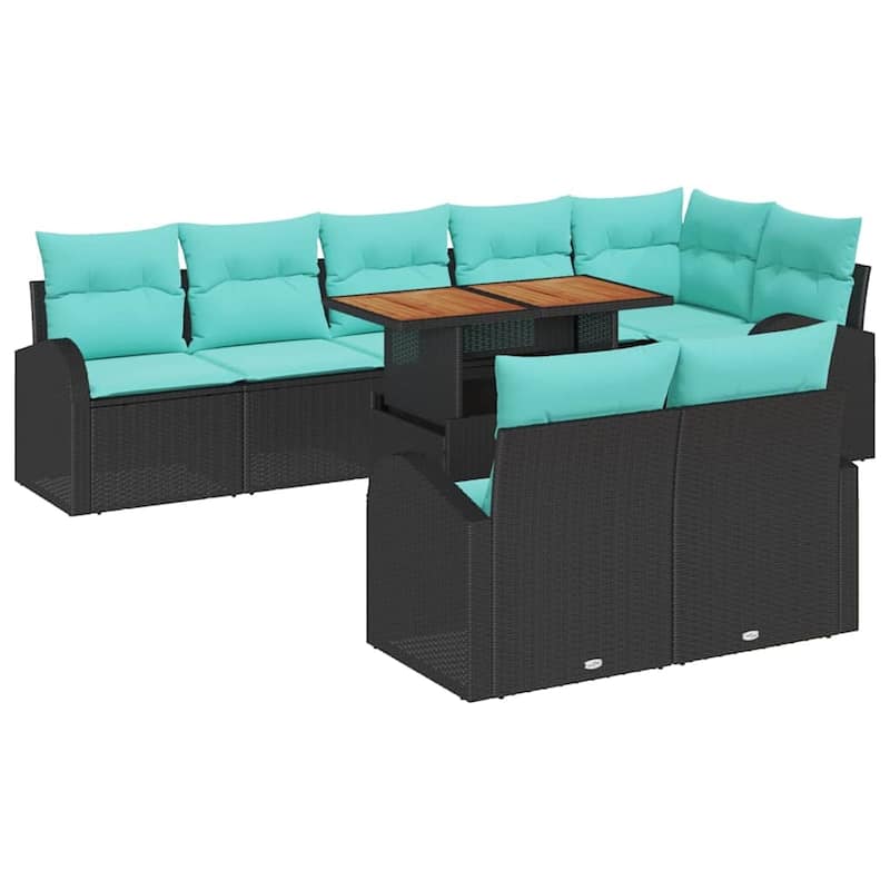 vidaXL 9 Piece Garden Sofa Set with Cushions - 113.8×48.8×27.2