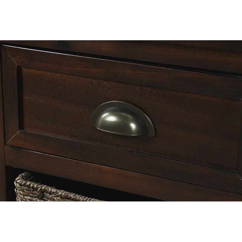 Rustic Acacia&Rattan Storage Cabinet-Farmhouse Style,No Assembly