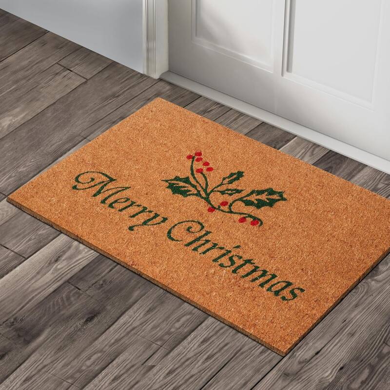A1HC Natural Coco Coir Door Mat with Heavy Duty Non-Slip PVC Backing - 18" x 30", Easy to Clean