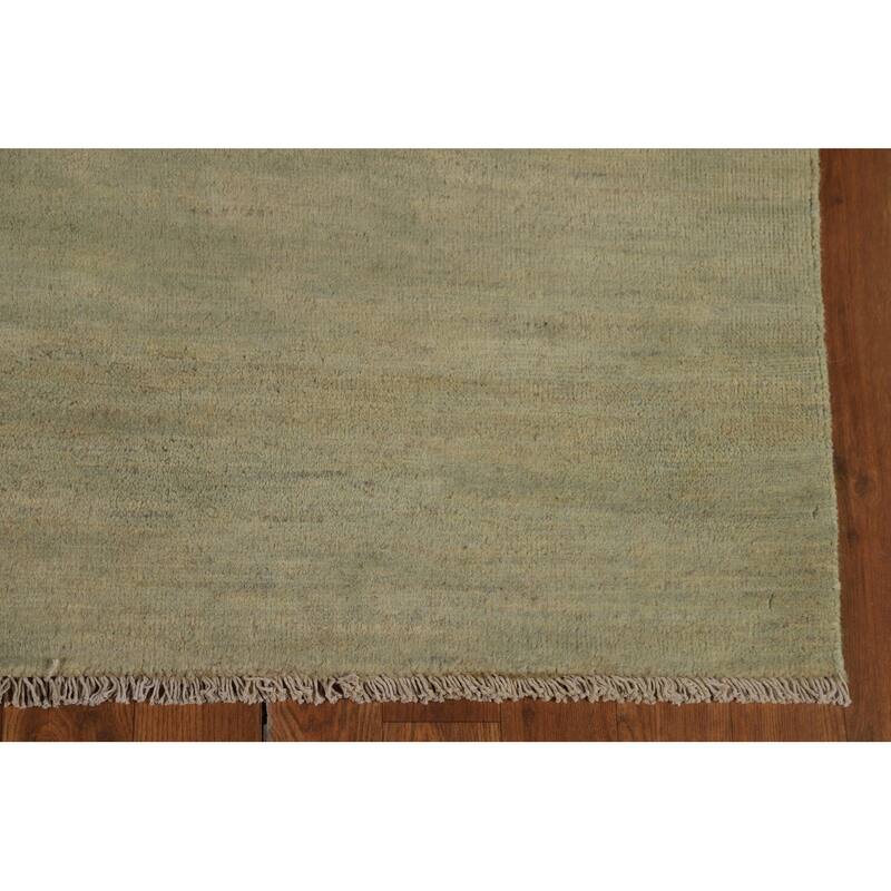 Green Modern Gabbeh Oriental Area Rug Hand-Knotted Wool Carpet - 4'11" x 6'4"