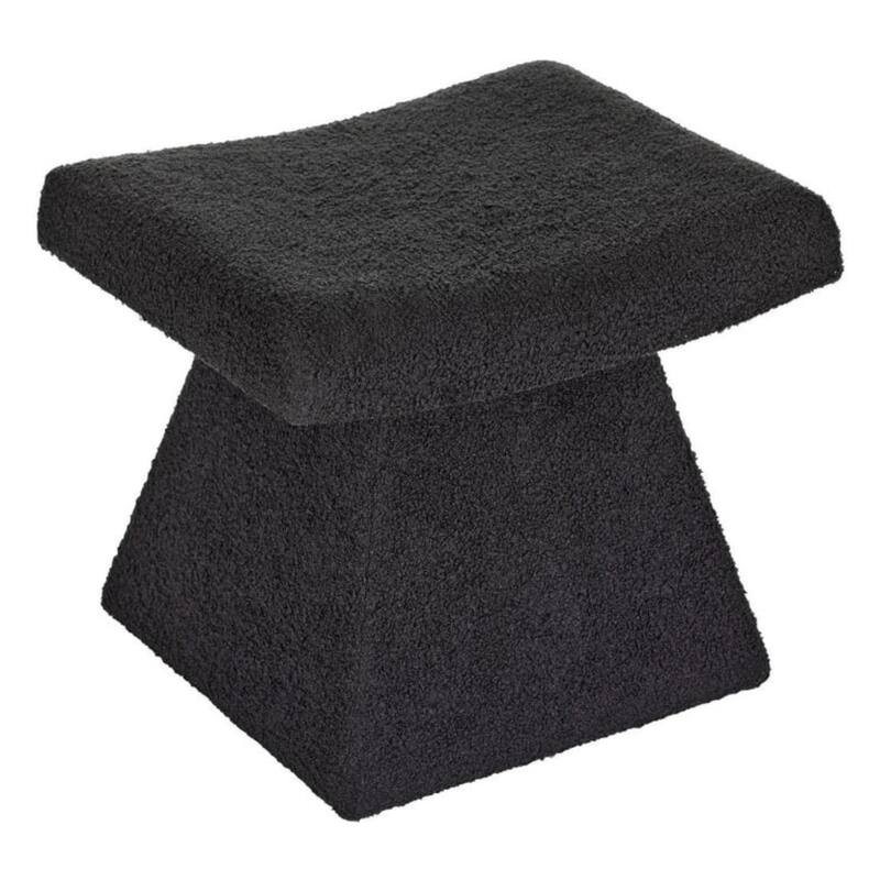 Black Teddy Upholstered T-Shape Vanity Foot Stool 19"W x 16"H - Black - Medium