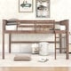 preview thumbnail 3 of 13, Kids Low Loft Bed Frame with Hanging Clothes Racks, Twin Size, Brown