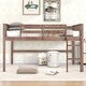 preview thumbnail 3 of 6, Natural Solid Pine Wood Loft Bed with Hanging Clothes Racks and Full-Length Guardrail