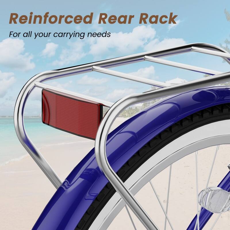 Beach Cruiser Bike for Women and Men, 24/26 Inch 7-Speed Adult Bicycle