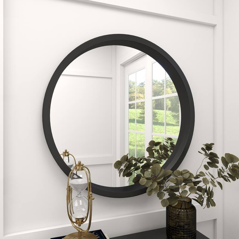 Black Wooden Room Wall Mirror