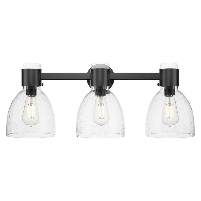 Innovations Lighting Downtown Urban - Lawton Bell - 3 Light 24" Wall-Mounted Bath Vanity Light - Seedy/Matte Black