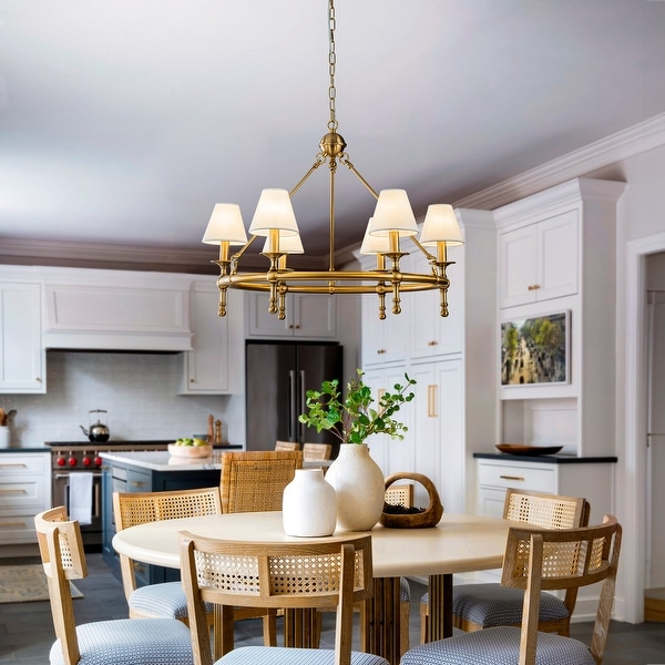 White and brass chandelier cheap