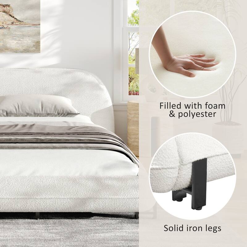 Upholstered Platform Bed with Curve-Shaped Design
