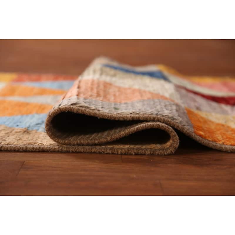Geometric Moroccan Runner Rug Handmade Oriental Tribal Wool Carpet - 2'11" x 9'11"