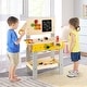 preview thumbnail 1 of 8, Wooden Pretend Play Workbench Set with Blackboard for Toddlers Ages 3 Plus - 21" x 12" x 29.5"-32" (L x W x H) 2-4 Years