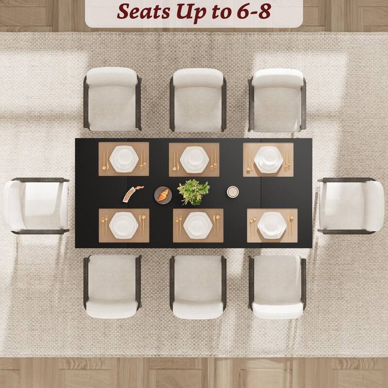 71" Large Dining Table for 6 to 8 People, Modern Dinner Table with Unique Wooden Legs, Rectangle Dining Table
