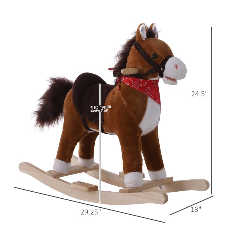 Kids Plush Rocking Horse with Authentic Neighing Sounds, Soft Body, and Developmental Benefits, for Toddlers 36 Months+