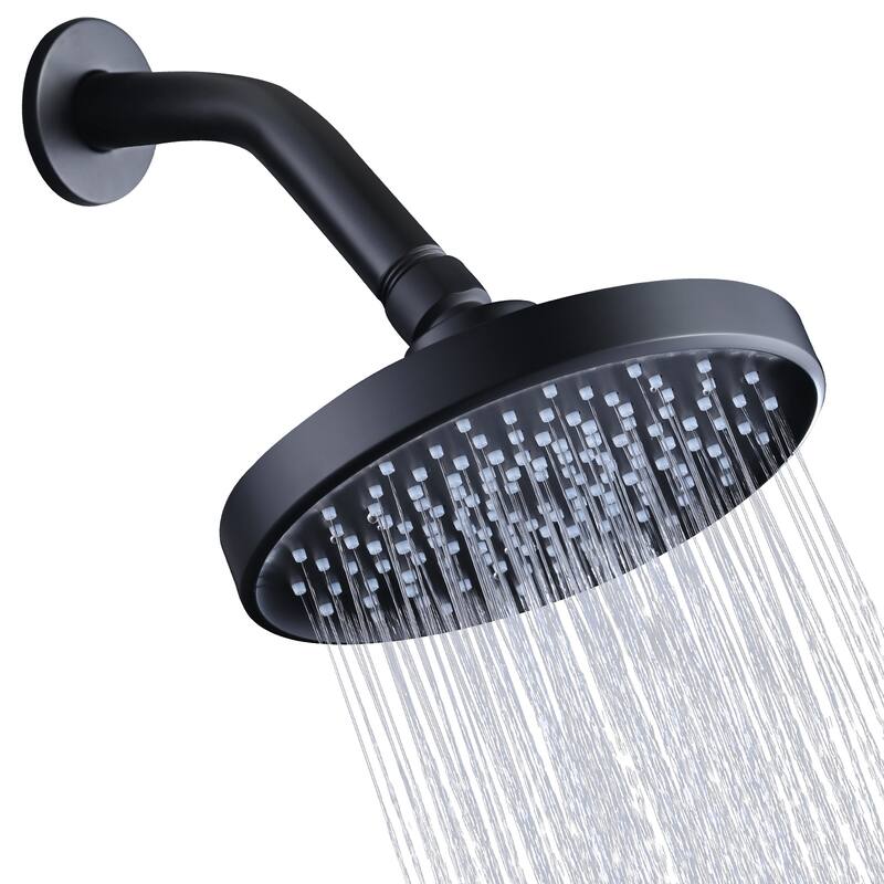 WOWOW 1-Spray 6 in. Wall Mount Fixed Shower Head - Matte Black