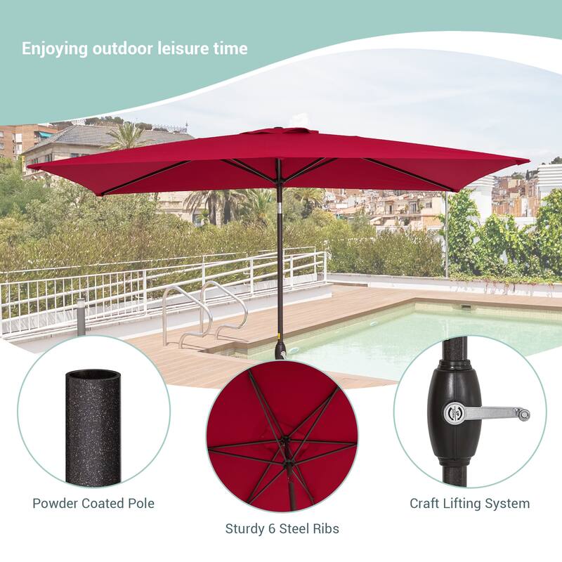AOOLIMICS 10×6.5FT Rectangular Patio Umbrella with UV Protection, Easy Tilt, and Wind-Resistant Features