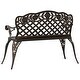 preview thumbnail 12 of 19, vidaXL Patio Bench 42.5" Cast Aluminum - 42.5" x 23.6" x 32.7"