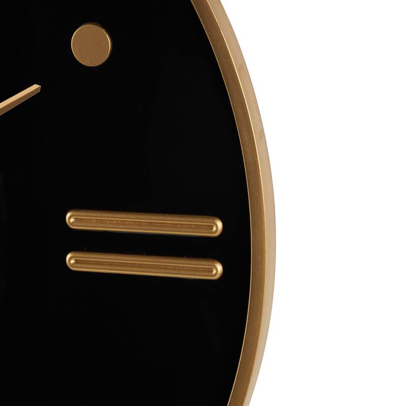 Plastic Decorative Wall Clock with Gold Hands and Numbers - Black - Roche River Decor - 1"W x 32"L x 32"H