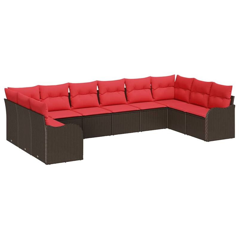 vidaXL 10/11 Garden Sofa Set with Cushions Black/Brown/Grey Poly Rattan - 135.4 x 69.9 x 27.2
