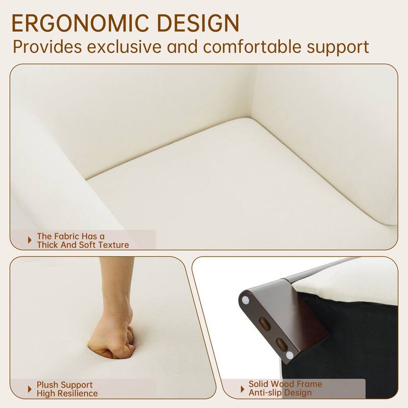 Upholstered Nordic Wide Seat Tuxedo Arms Barrel Chair Set of 2