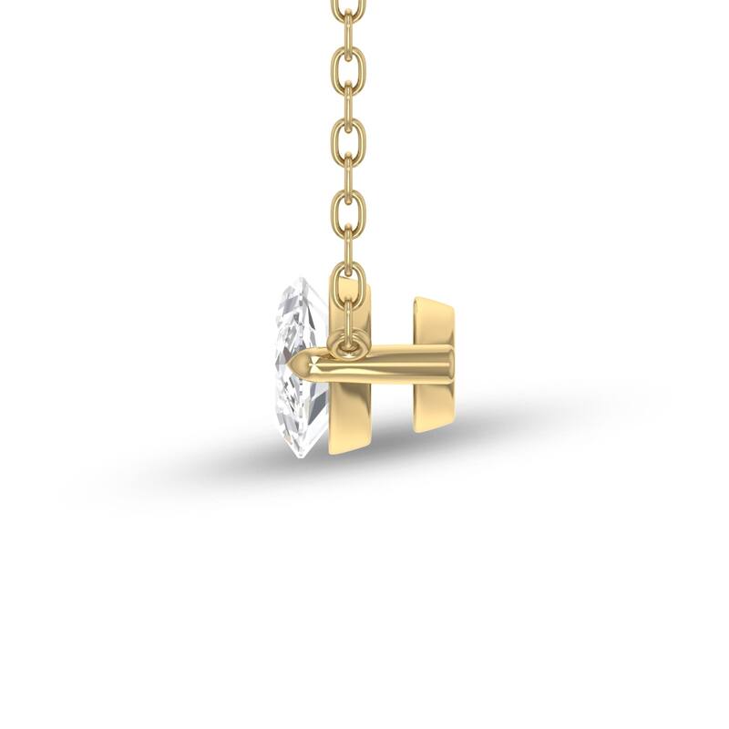 Marquee Lab Grown 1/4 Carat Floating Marquise Diamond Solitaire Pendant in 14K Yellow Gold