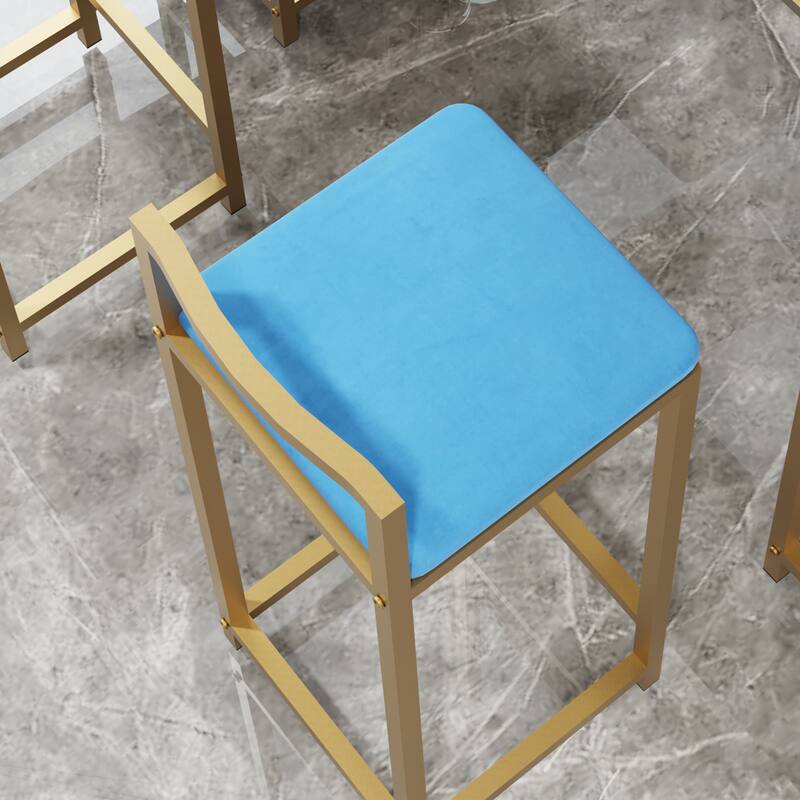 5 Piece Bar Table Set, Counter Height Kitchen Table Set, Metal Table and Chairs Set with 4 Upholstered Chairs & Storage Shelves