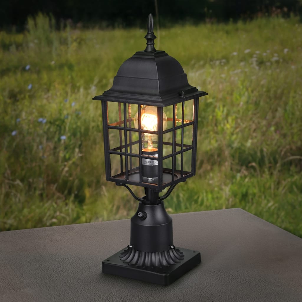 Dusk to Dawn Outdoor Post Lantern, Clear Glass Exterior Post Light - 2PACK