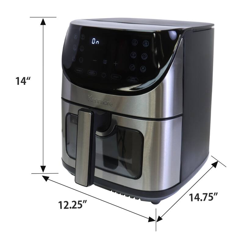 Kenmore 8 Qt Digital Air Fryer, 12 Cooking Presets, Stainless Steel