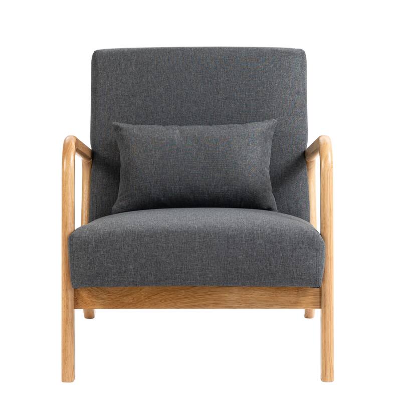 Mid Century Modern Upholstered Accent Chair with Pillow