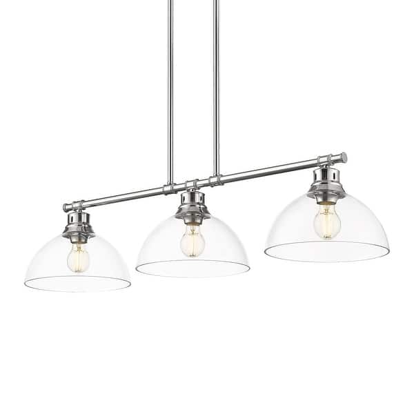 slide 2 of 3, Yep by Golden Lighting Duncan 3-light Island Light in Chrome and Clear Glass