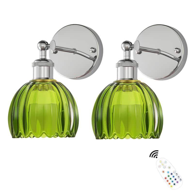 Adjustable Vintage Wall Sconce with Amber Tulip Glass Brass Fixture with Switch Ideal for Bedroom Hallway or Entry