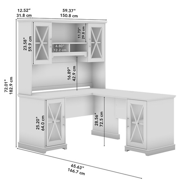 Lennox L Shaped Desk with Hutch and Storage Cabinets by Bush