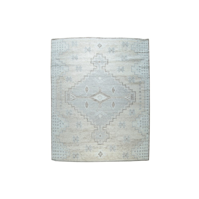 Hand-Knotted Wool Oushak Rug, 8' x 10', Gray Area Rug, Luxurious Soft Texture for Bedrooms or Living Room - L