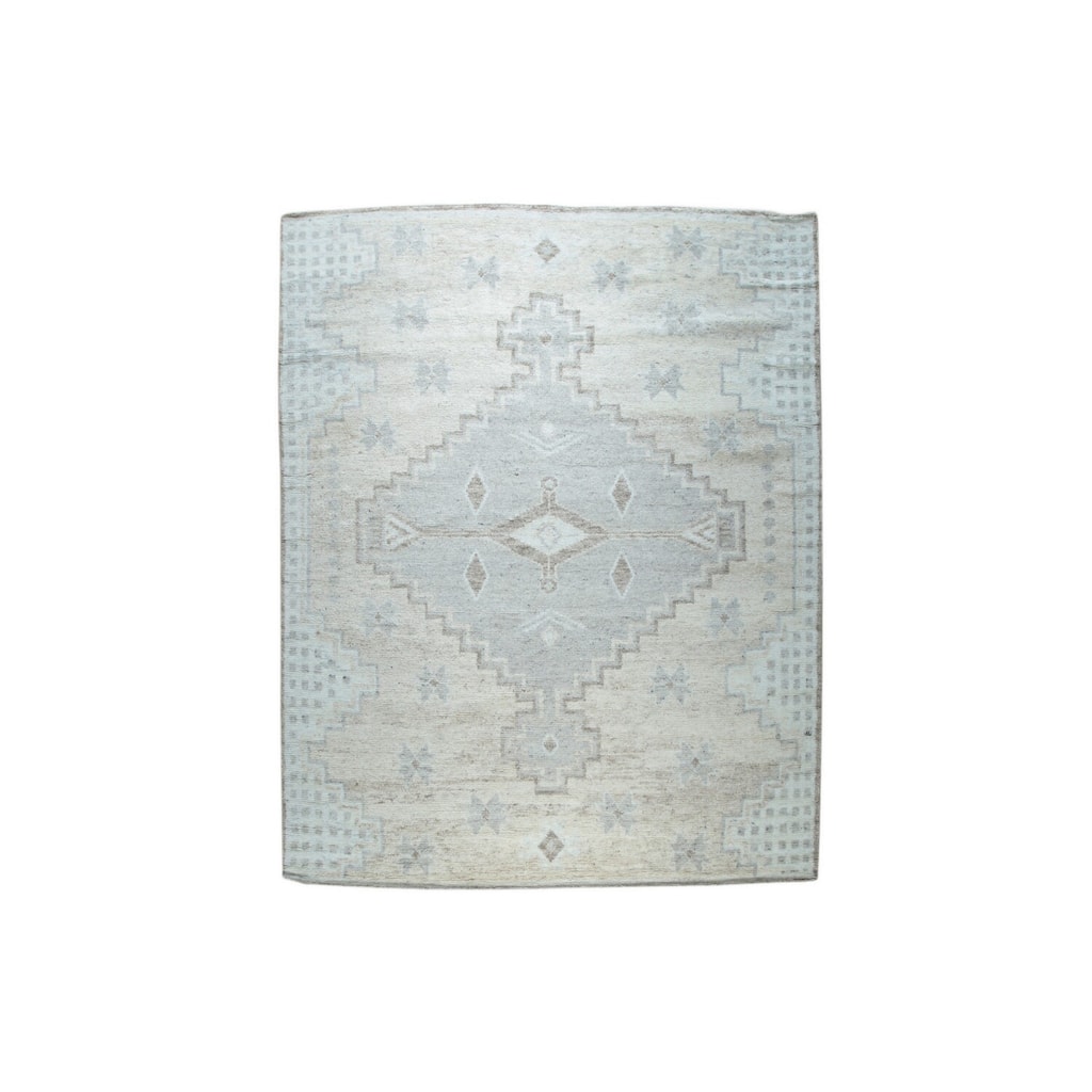 Hand-Knotted Wool Oushak Rug, 8' x 10', Gray Area Rug, Luxurious Soft Texture for Bedrooms or Living Room - L