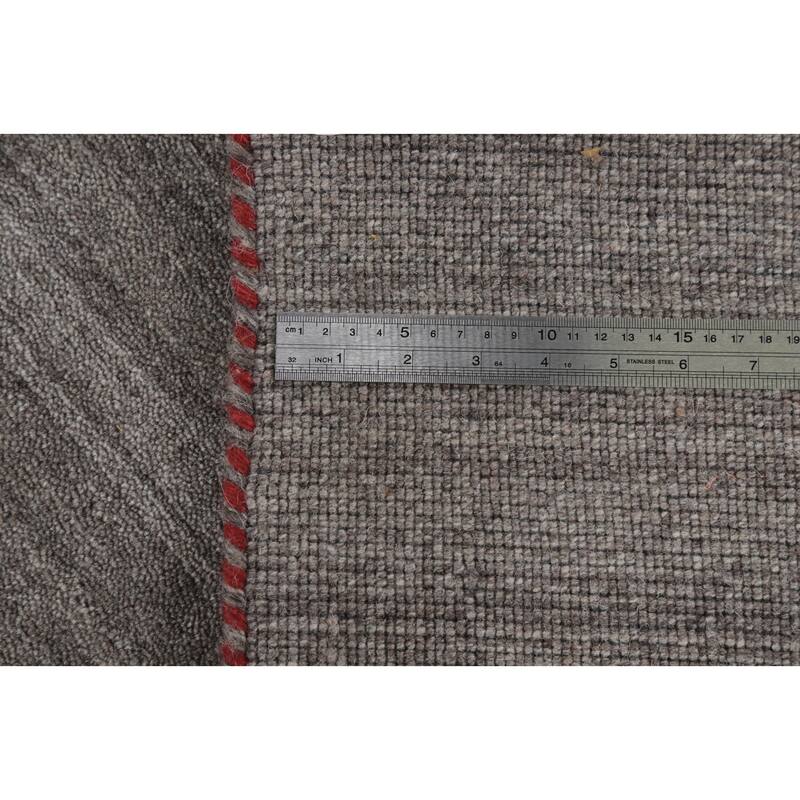 Hand Knotted Oriental 100% Wool Carpet Tribal Animal Pictorial Greys & Charcoal Gabbeh Area Rug - 9' 10'' X 7' 11''